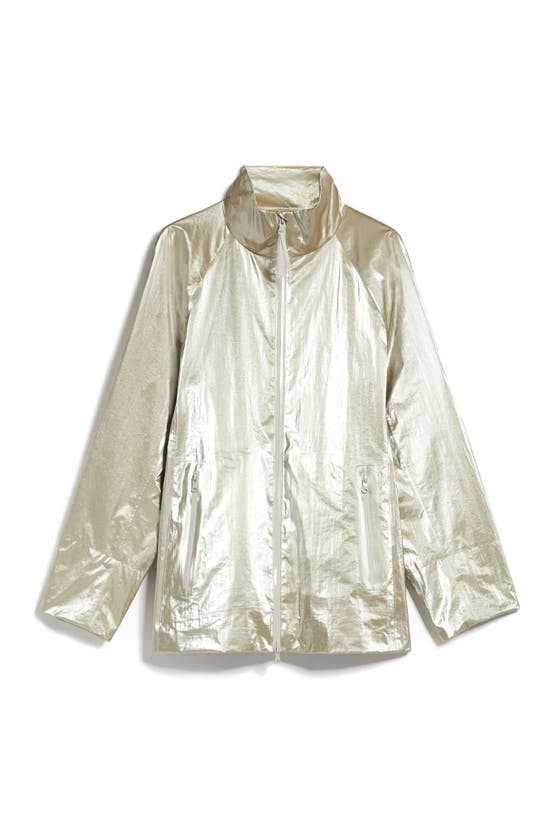 Shop Max Mara Abadan Metallic Waterproof & Windproof Jacket In Stone