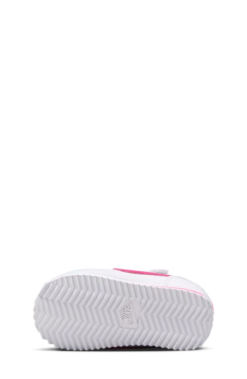 Shop Nike Kids' Cortez Easyon Sneaker In White/laser Fuchsia