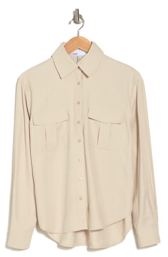 Shop Nordstrom Rack Utility Long Sleeve Button-up Shirt In Beige Oak
