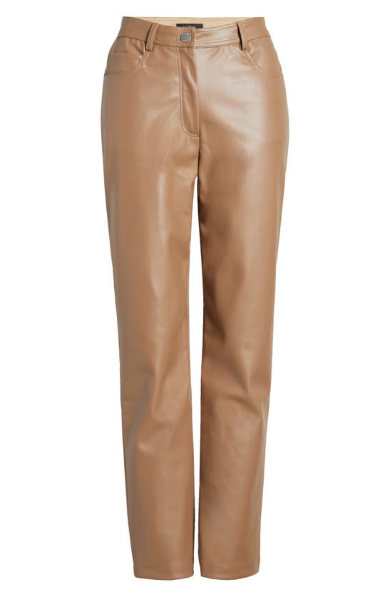 Halogen 5-pocket Faux Leather Pants In Deep Taupe