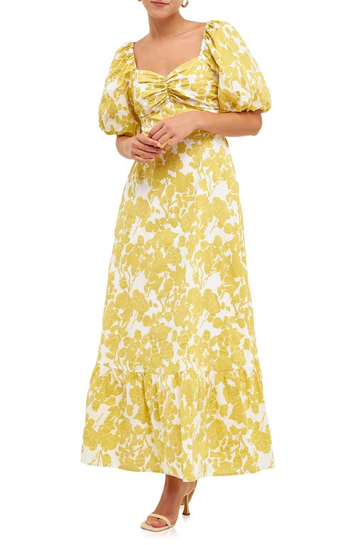 Free the Roses Floral Print Cotton Maxi Dress in Celery