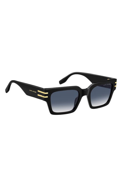 Marc Jacobs Marc 787s Acetate Rectangle Sunglasses In Black Gold/dark Blue
