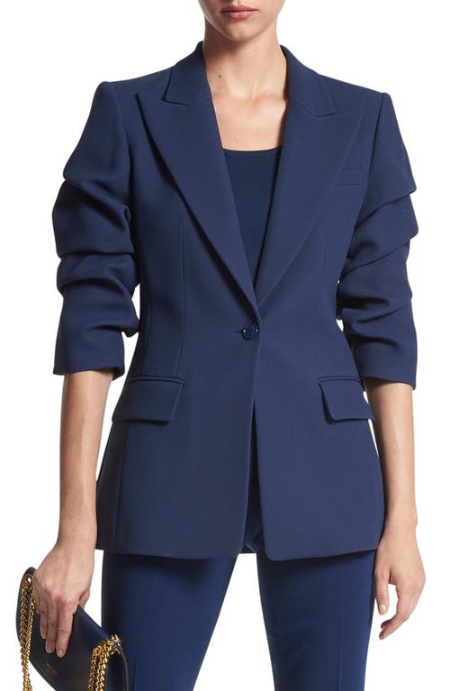 Michael Kors Collection Cate Crushed Sleeve Double Crepe Blazer 406 Navy at