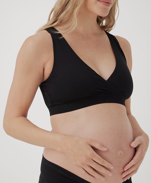 Pact Organic Maternity Nursing Bralette In Black