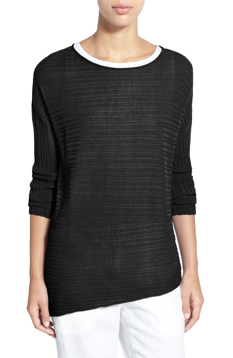 Eileen Fisher Tencel® Knit Bateau Neck Asymmetrical Hem Sweater ...