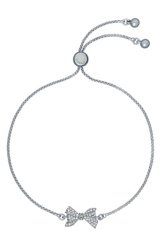 Ted Baker London Barset Pavé Crystal Bow Slider Bracelet In Silver Tone/ Clear Crystal