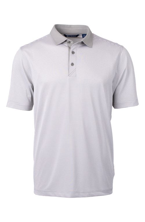 Shop Cutter & Buck Microstripe Performance Recycled Polyester Blend Golf Polo In Polished/white