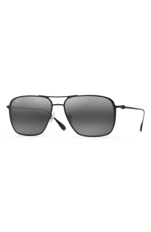 Maui Jim Beaches 57mm Polarized Aviator Sunglasses in Matte Black at Nordstrom