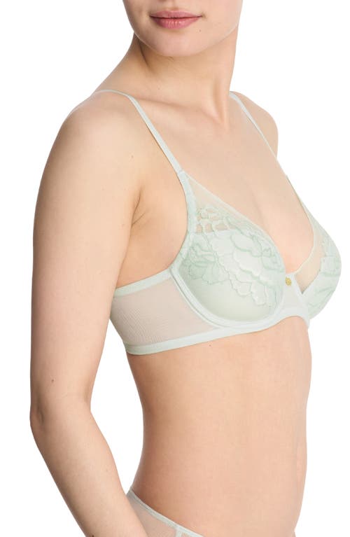 Shop Natori Flora Underwire Contour Bra In Mint/dew