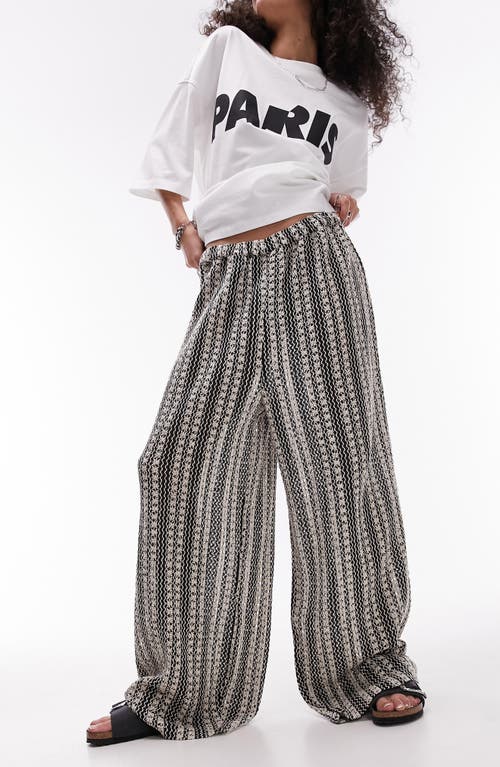 Topshop Knit Wide Leg Cover-Up Pants Black Multi at Nordstrom,