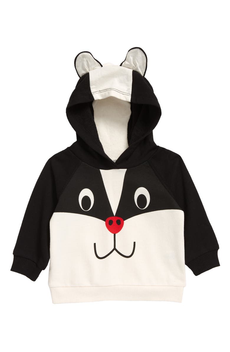 TUCKER + TATE Icon Critter Face Pullover Hoodie, Main, color, IVORY EGRET- BLACK SKUNK