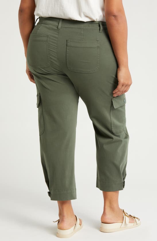 Shop Liverpool Los Angeles Utility Crop Cargo Pants In Moss Green