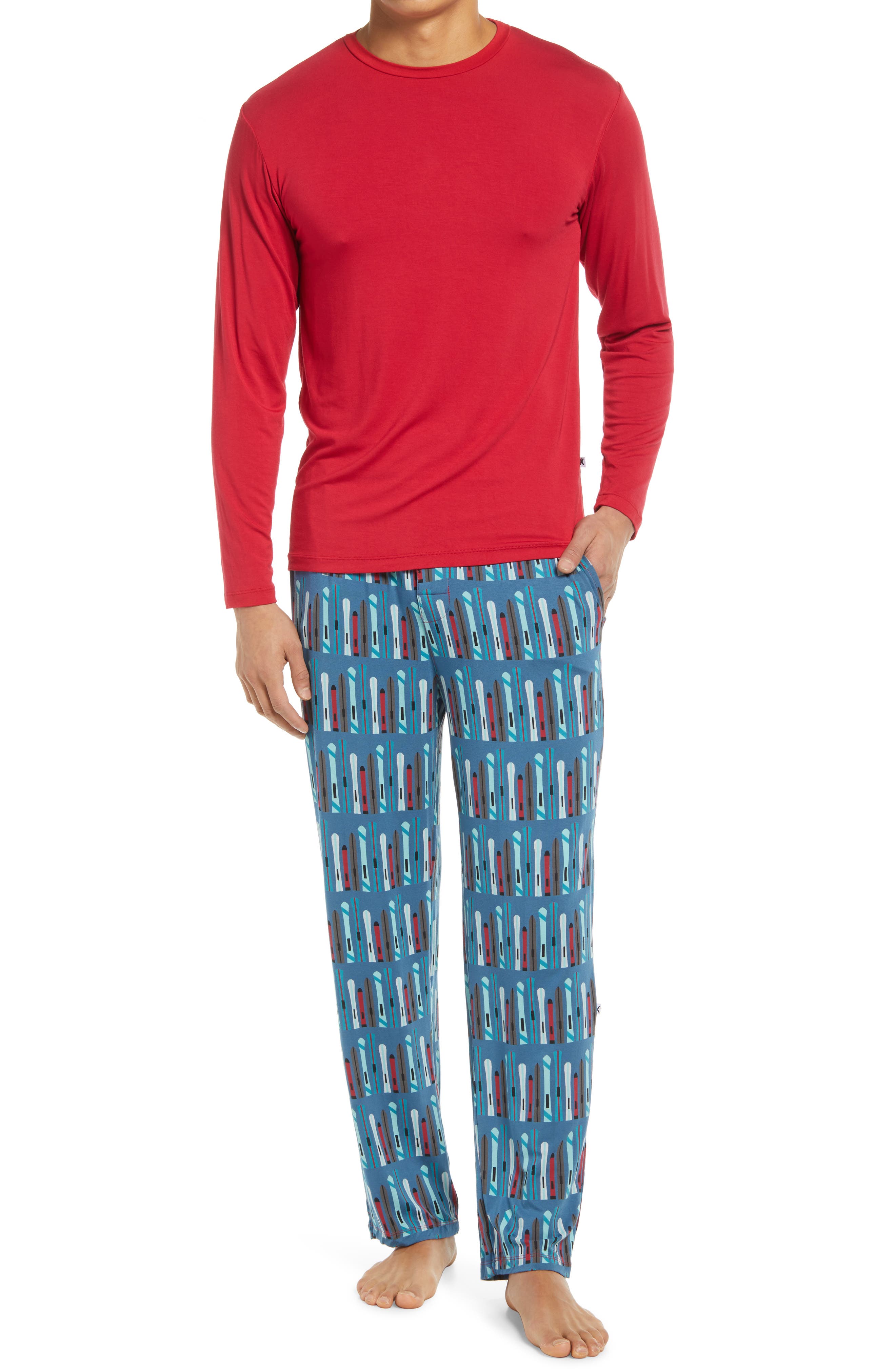 KicKee Pants Ski Print Pajamas in Twilight Skis at Nordstrom