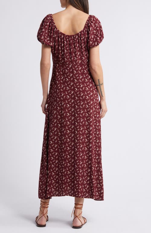 Shop Treasure & Bond Floral Tie Front Maxi Dress In Burgundy Little Paris