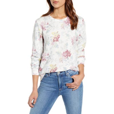 Lucky Brand Floral Print Cotton Blend Sweatshirt, White