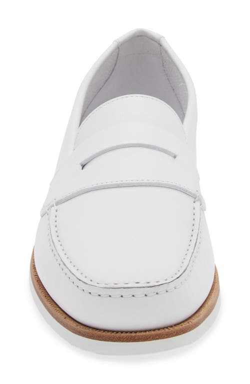 Shop Jm Weston Bateau Water Resistant Penny Loafer In White/cement