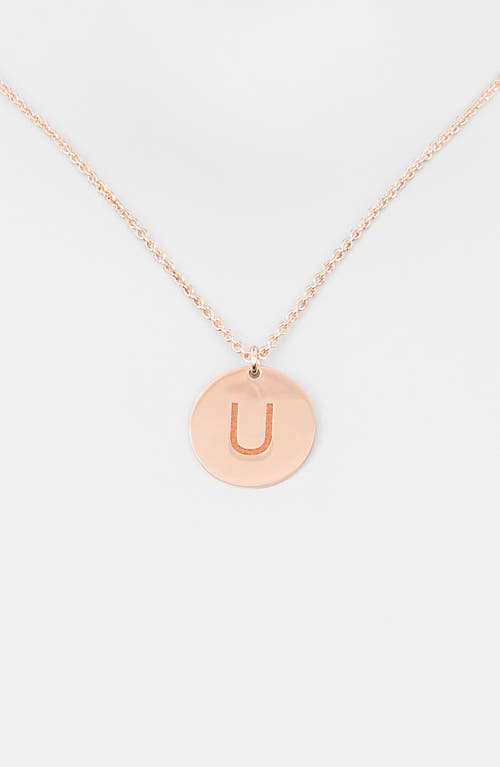 Meshmerise Initial Disc Pendant Necklace In Rose-u
