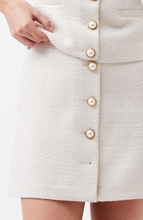 Shop French Connection Textured Button Front Miniskirt In Classic Cream