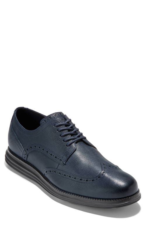 Shop Cole Haan Original Grand Wingtip Derby In Navy Blazer/saffiano