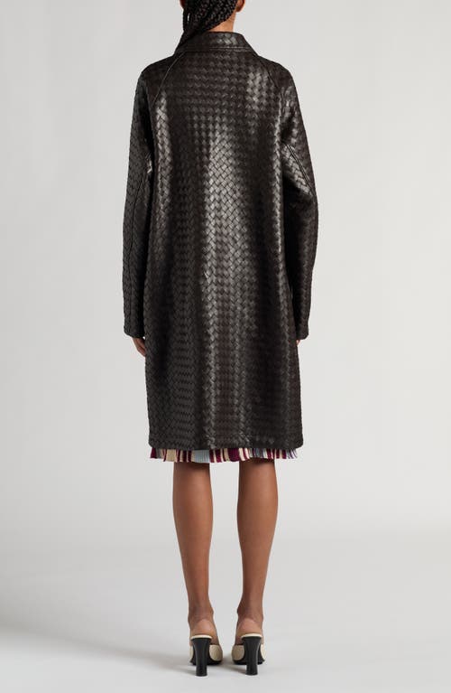Bottega Veneta Intrecciato Leather Coat In 2113 Fondant