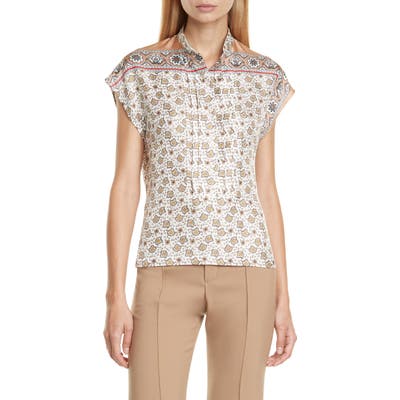 Chloe Bandana Print Silk Twill Blouse, 4 FR - White