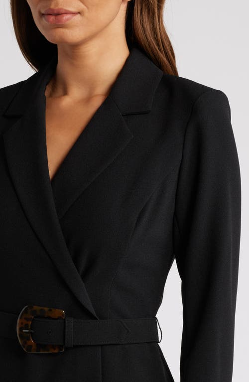 Shop Eliza J Long Sleeve Belted Blazer Dress In Black