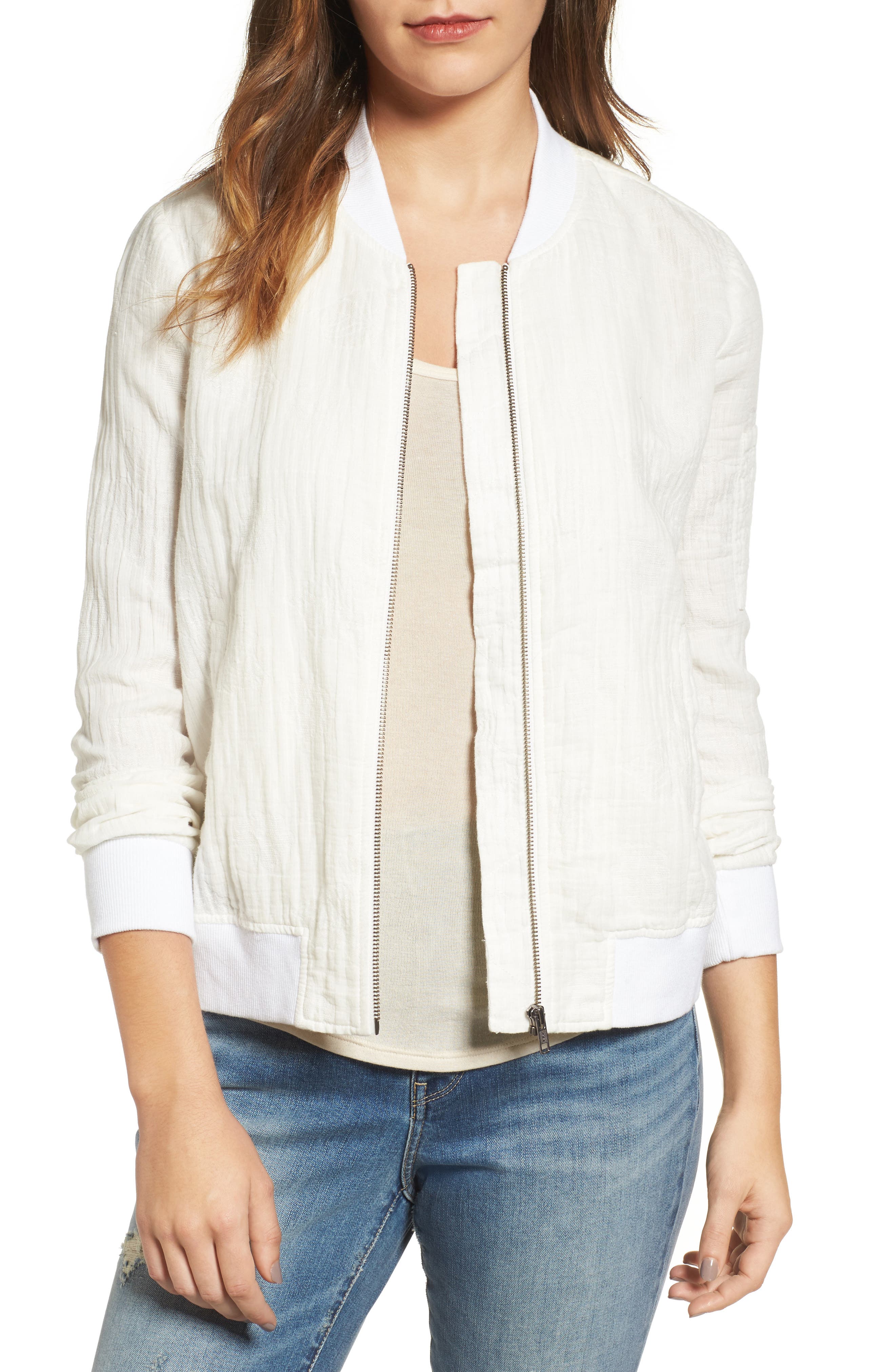 Hinge Cotton & Linen Bomber Jacket Nordstrom