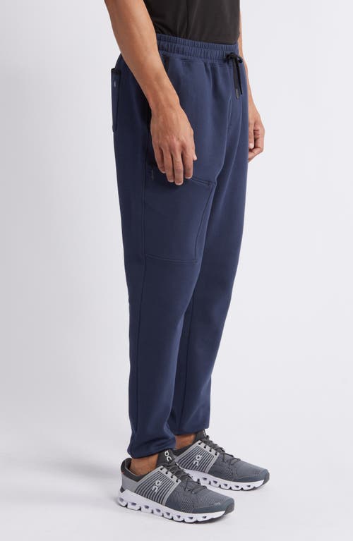 Shop Zella Powertek Stretch Cotton Blend Joggers In Navy Eclipse