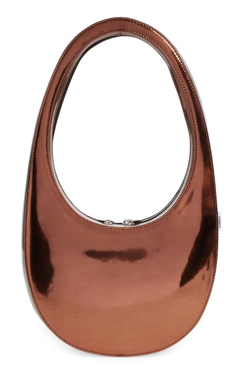 Shop Coperni Swipe Metallic Top Handle Bag In Brown Brw