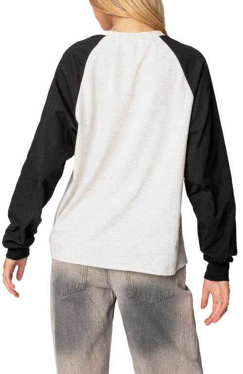 Edikted Snatched Oversize Baseball Graphic T-shirt In Gray-melange