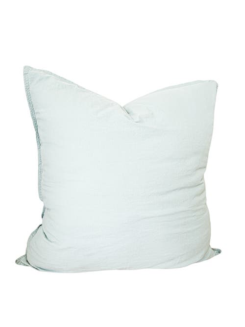 Shop Anaya Stonewashed Cotton Percale Pillow With Down Alternative Insert In Euro Light Aqua