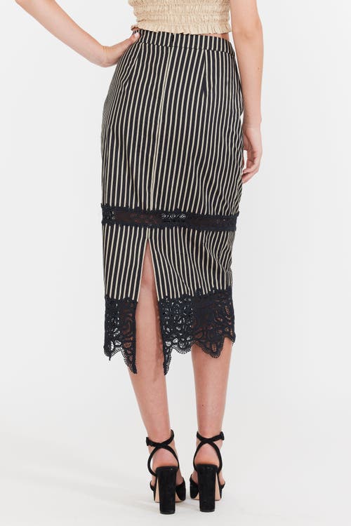 Shop Eddy Lacey Midi Skirt In Black Khaki Stripe