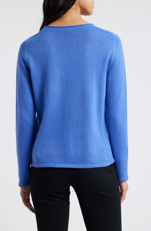 Eileen Fisher Raglan Sleeve Organic Cotton Blend Sweater In Blue Star