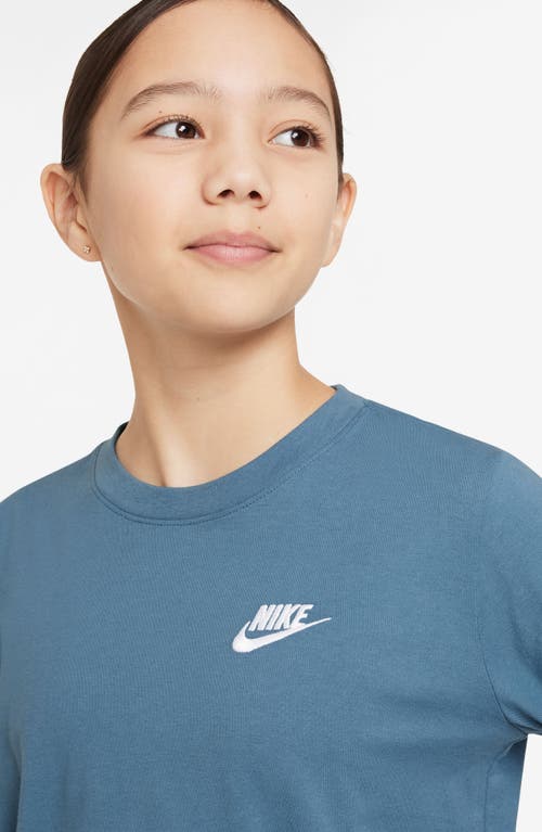 Shop Nike Kids' Sportswear Long Sleeve Cotton T-shirt In Aegean Storm