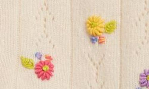 Yanyan Daisy Embroidered Lambswool Cardigan In Chalk