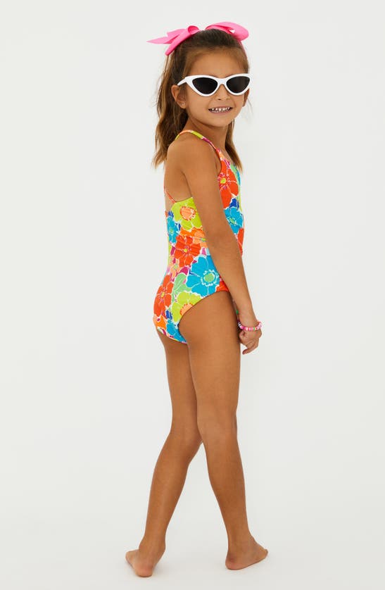 Shop Beach Riot Kids' Little Julia One-piece Swimsuit In Neon Blooms Waffle