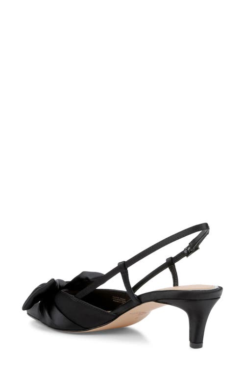 Jewel Badgley Mischka Favor Ankle Strap Pointed Toe Kitten Heel Pump In Black Satin