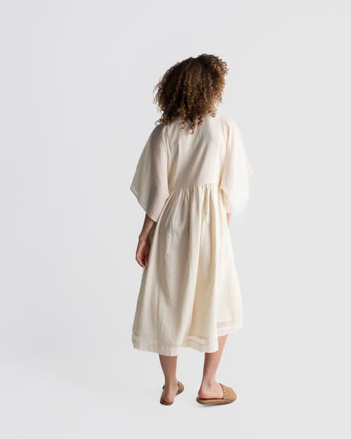 Shop World Of Crow Boxy Sleeve Summer Dress In Ivory