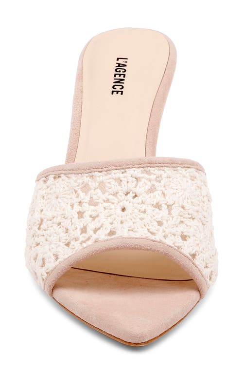 L Agence Armande Pointed Toe Slide Sandal In Ecru/pecan