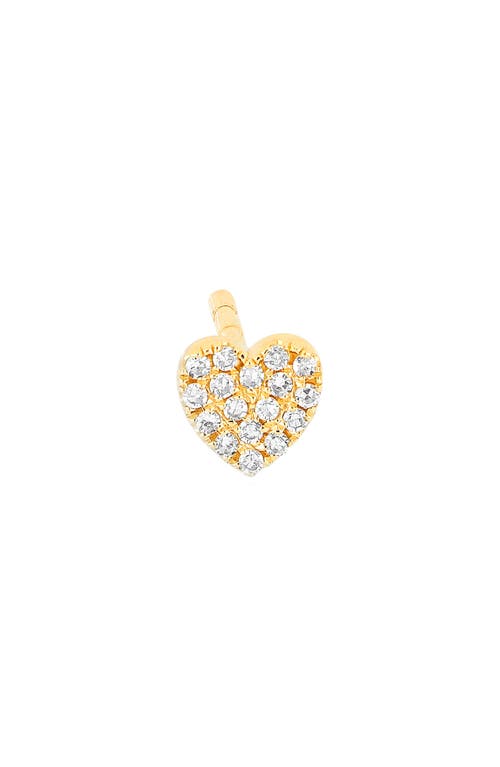 Shop Ef Collection Baby Diamond Heart Stud Earring In Yellow Gold/diamond