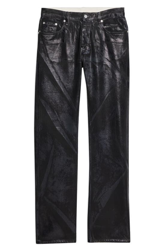 Shop Helmut Lang Foiled Print Denim Straight Leg Jeans In Black Distress Metal Crash