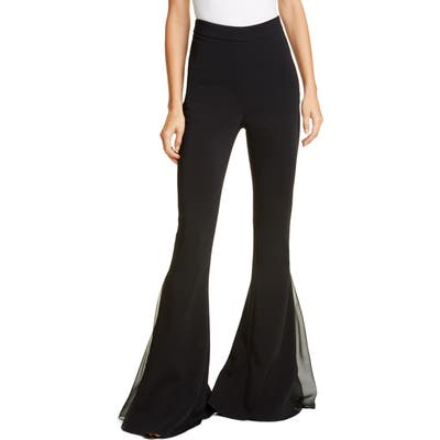Cushnie Tulle Godet Flare Pants, Black