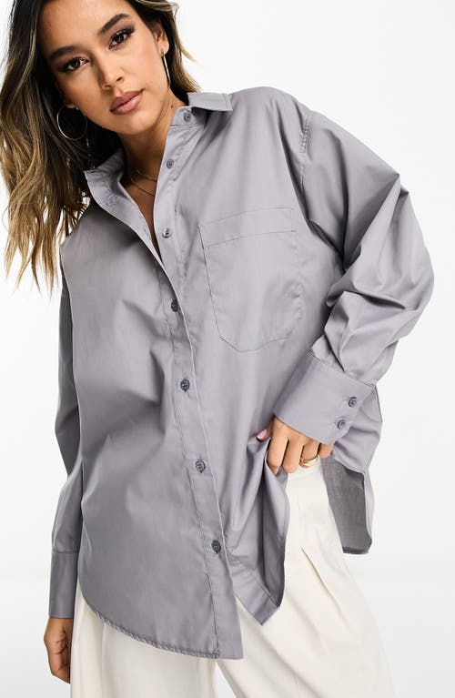 ASOS DESIGN Oversize Button-Up Oxford Shirt in Grey