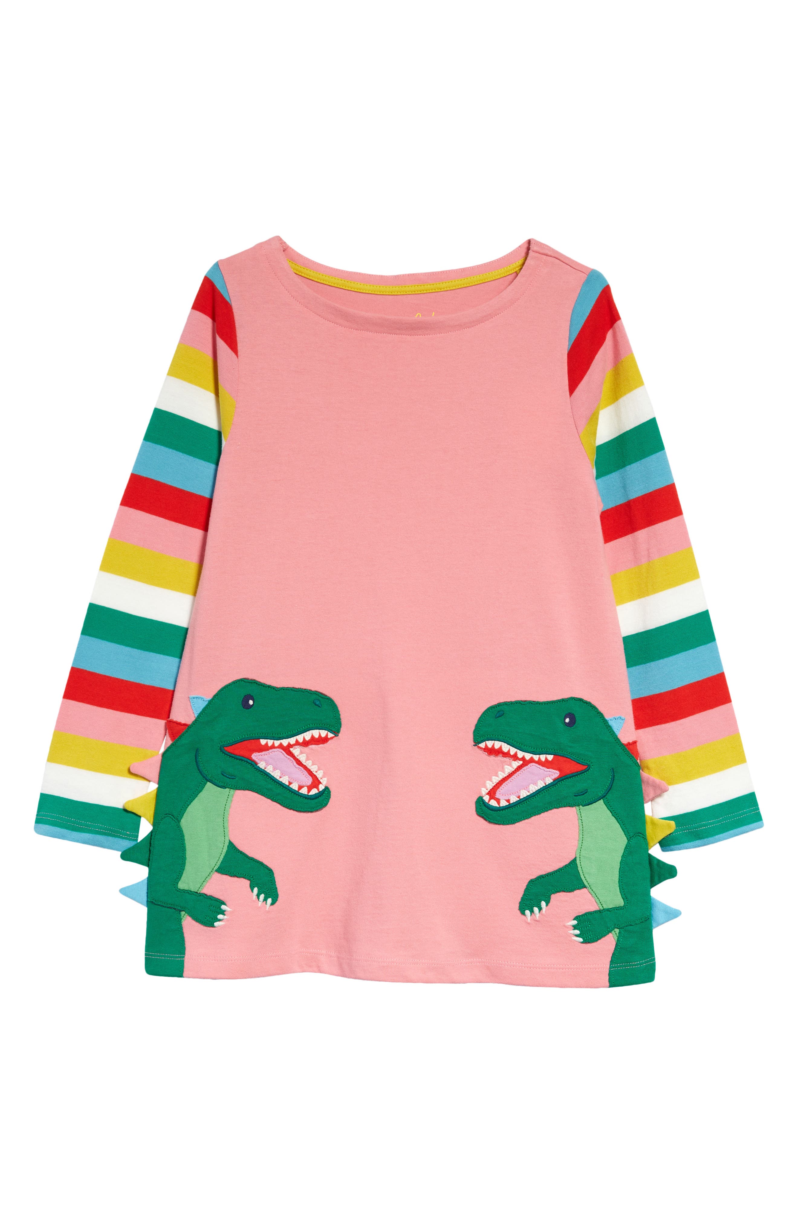 Kids Dinosaur Appliqué Cotton Tunic Top in Pink Lemonade Dinosaur at Nordstrom Nordstrom Clothing Tunics 