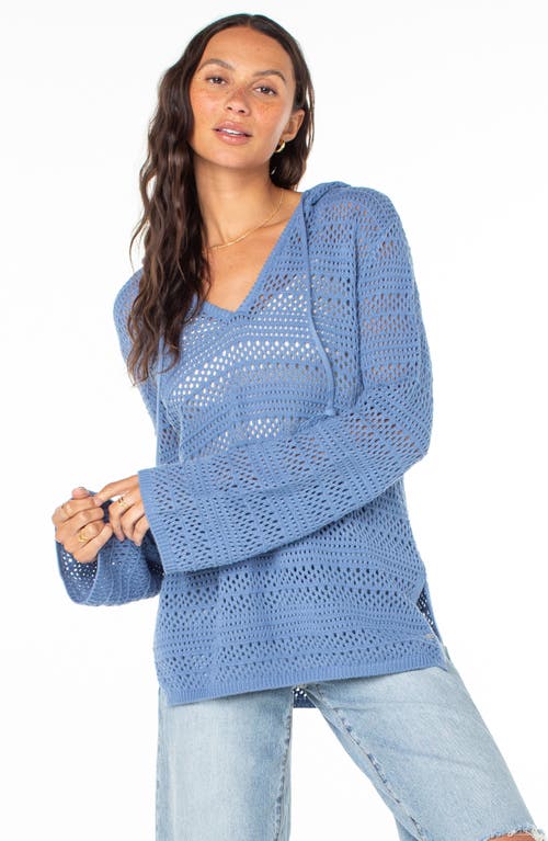 Shop Roxy Hippie Love Open Stitch Hoodie In Infinity Blue