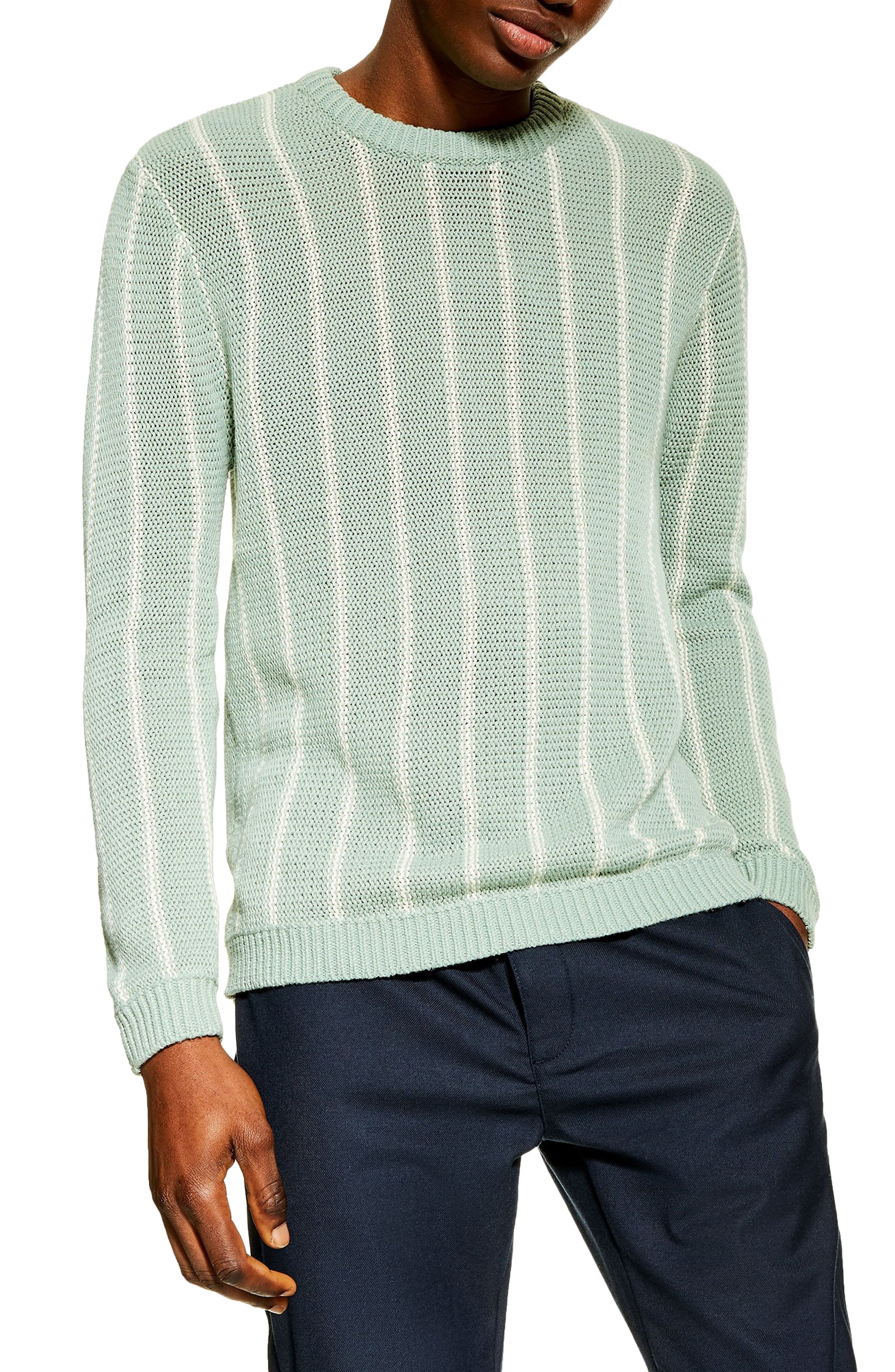 Topman Chunky Stripe Sweater, Green