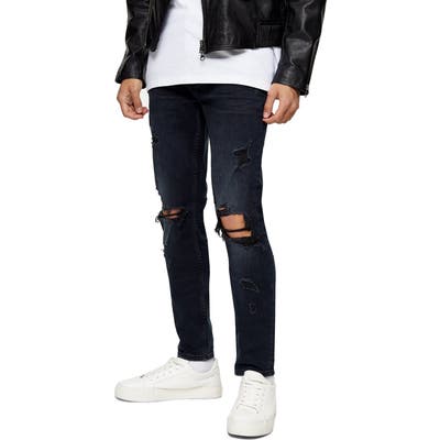 Topman Ripped Skinny Fit Jeans, Blue