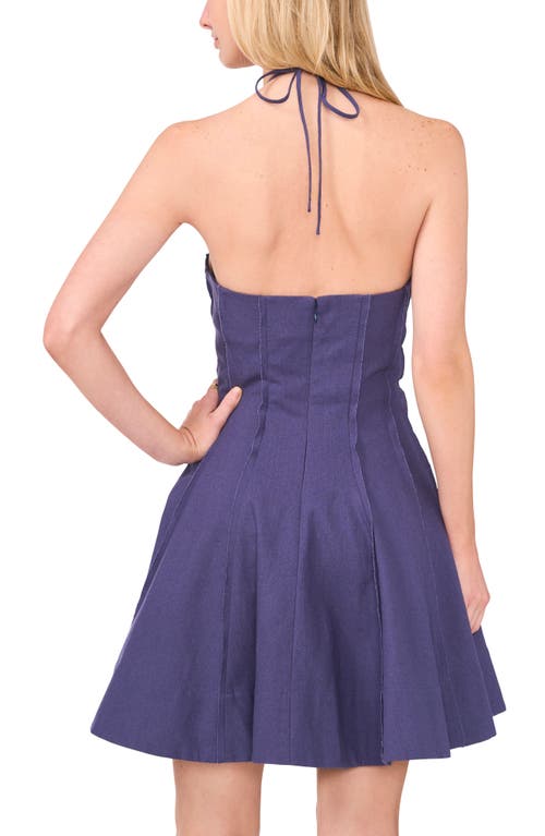 Parker The Dayna Halter Fit & Flare Linen & Cotton Minidress In Navy Berry