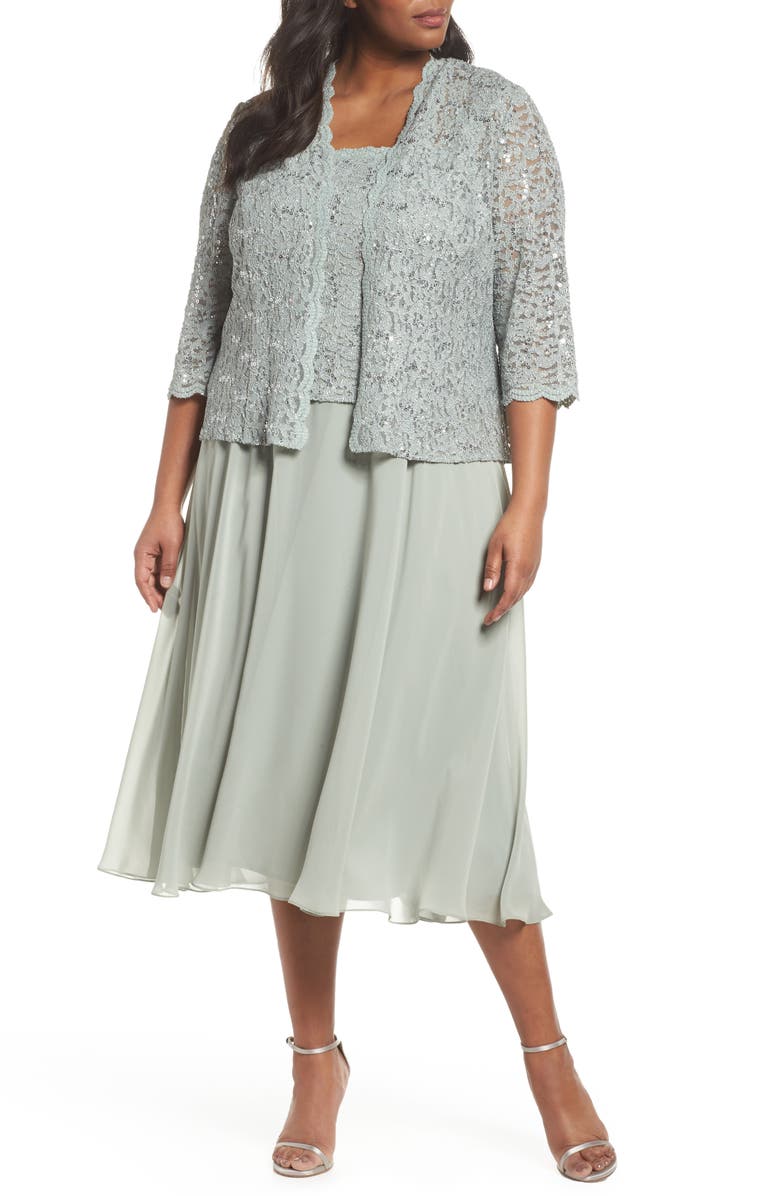 Alex Evenings Sequin Lace & Satin Dress with Jacket (Plus Size) | Nordstrom