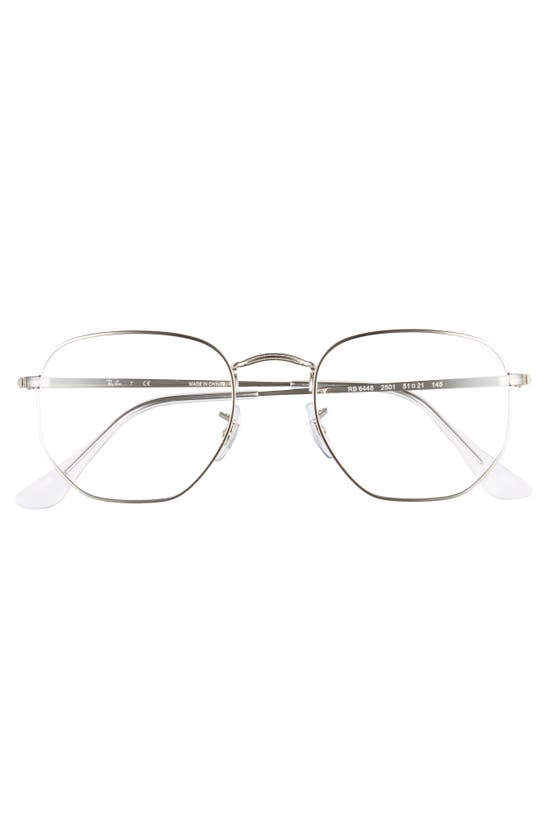 Ray Ban Ray-ban 51mm Round Optical Glasses In Silver